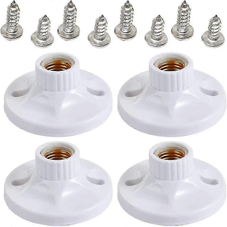 4pcs White Ceramic E27 Screw Cap Ceiling Light Socket Holder