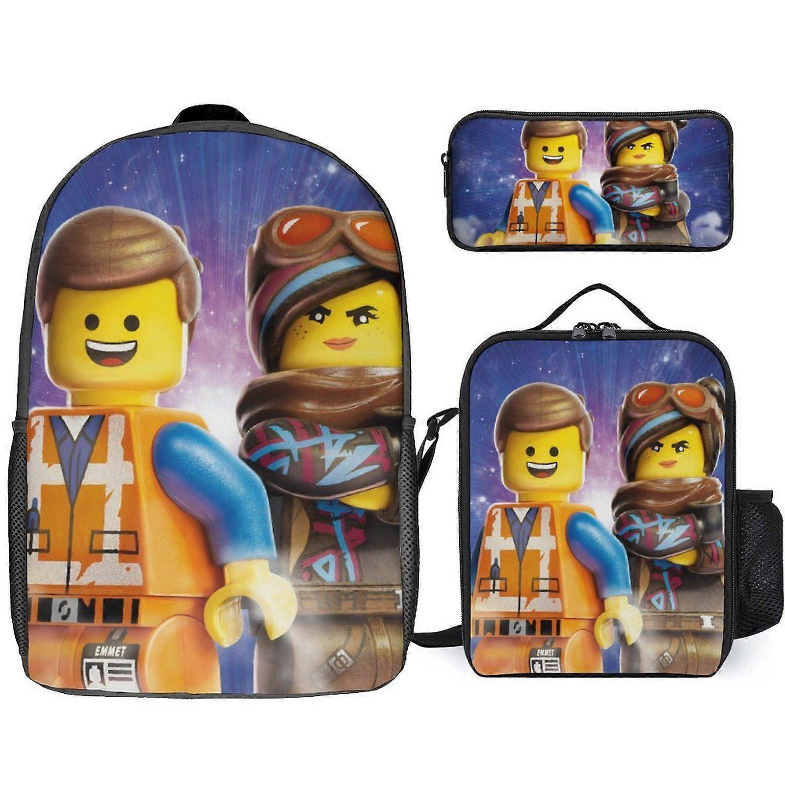 r39  The Lego Movie Backpack Set for School Includes Large Bookbag Insulated Lunchbox and Zippered Pencil Bag q39