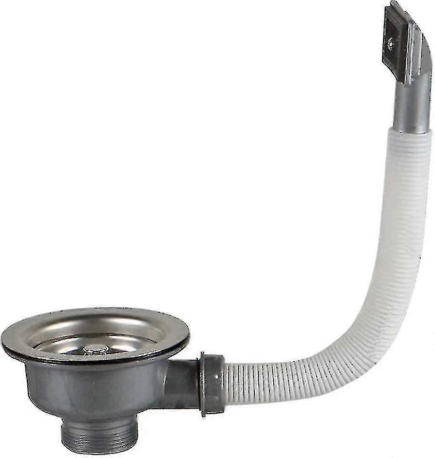 Stainless Steel Kitchen Sink Strainer Basket with Rectangular Overflow, 114mm Drip Waste Drain Assembly