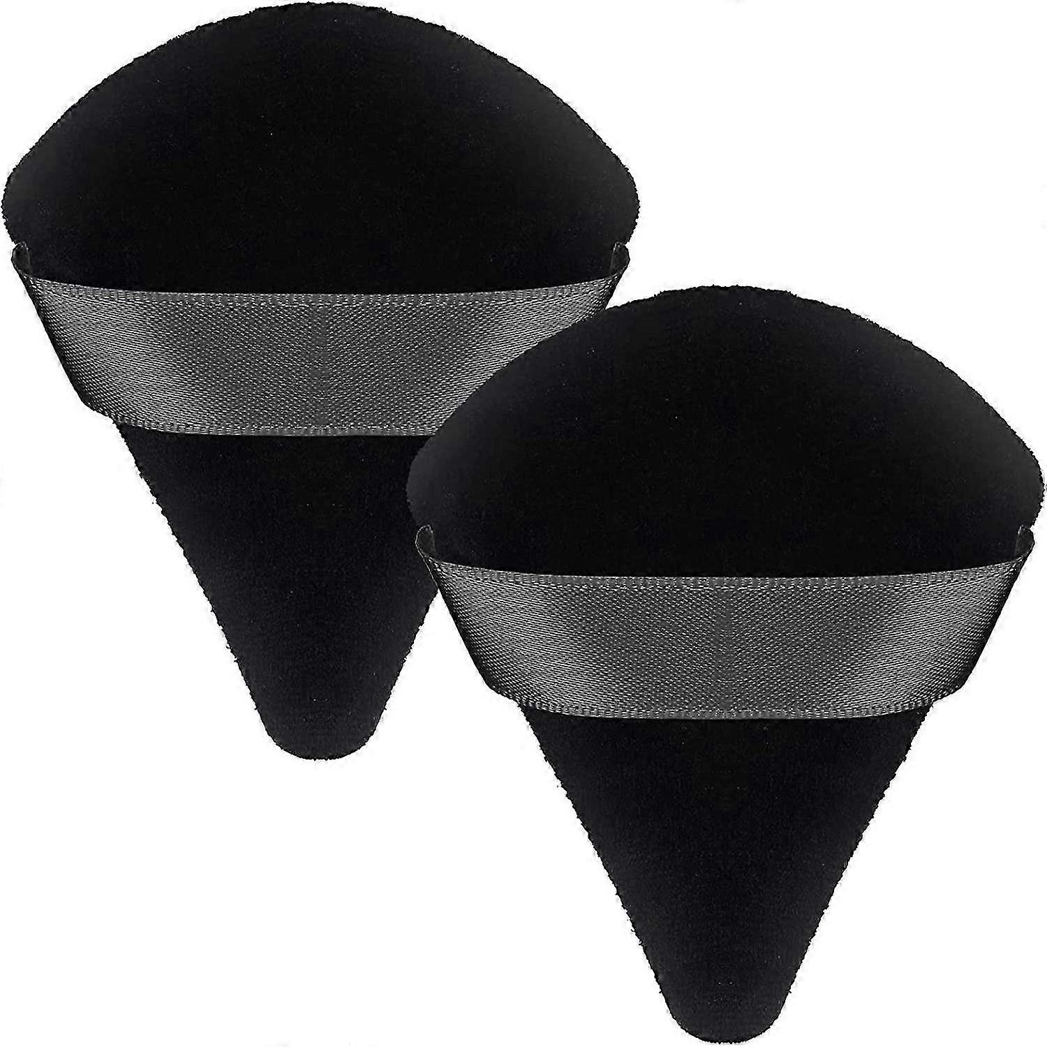 2er-Pack Puderquaste Make-up Puff Triangle Puff Sponge Wiederverwendbare Foundation Nass Trocken Make-up (Schwarz)