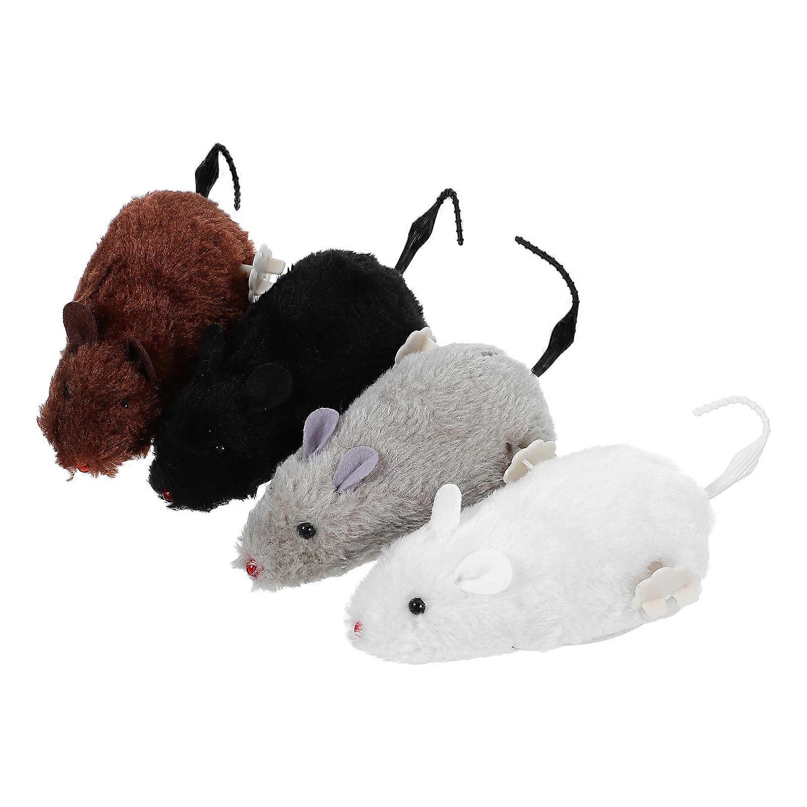 الفئران القطيفة للقطط 4 عبوات ، لا حاجة للبطاريات ، لعبة قطط آمنة ومتينة للعب التفاعلي والتمارين الرياضية ، لون عشوائي