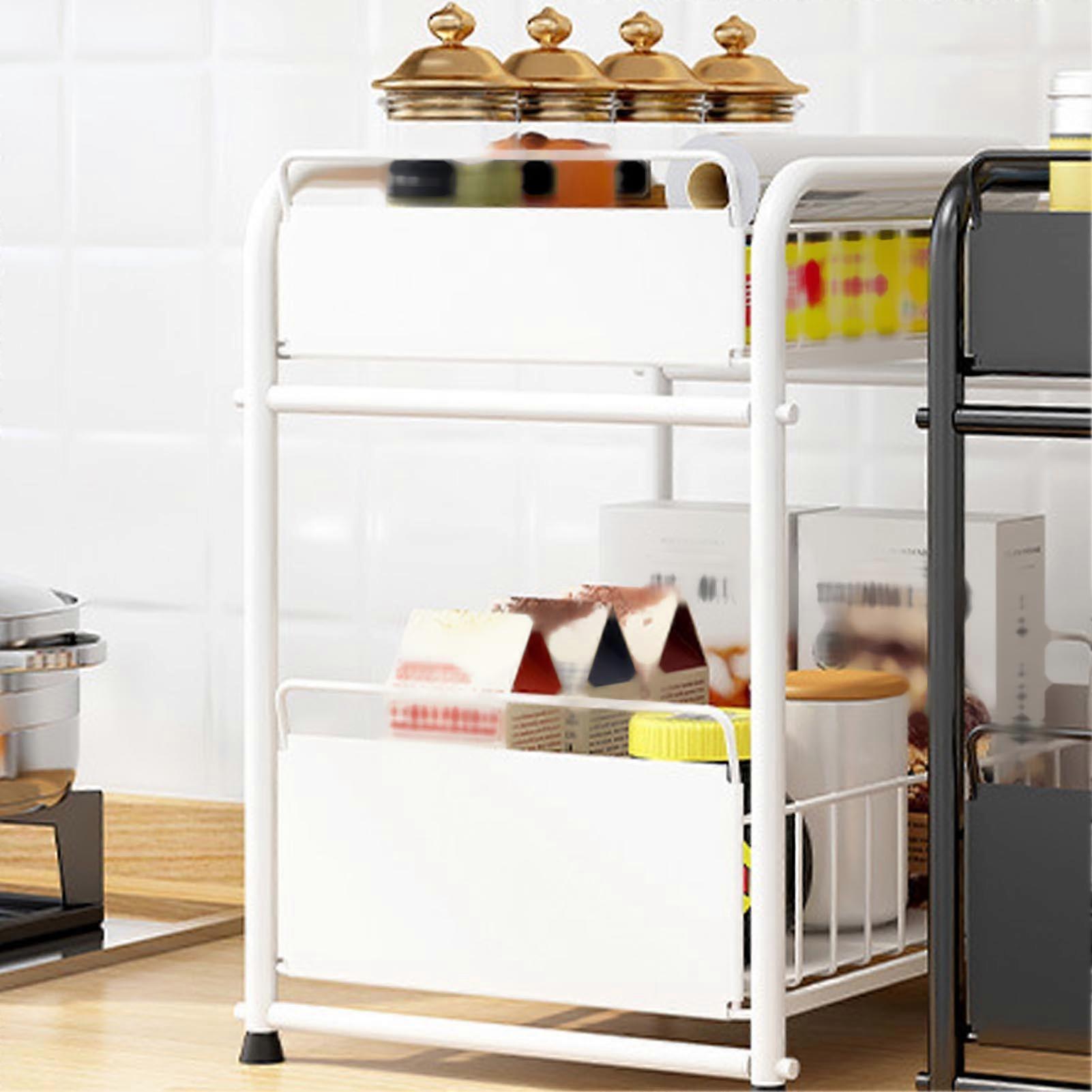 Under Sink Cabinet Shelf Slide Out Drawer Tiered Spice Storag Sink Shelf for Bathroom Kitchen Big Size White