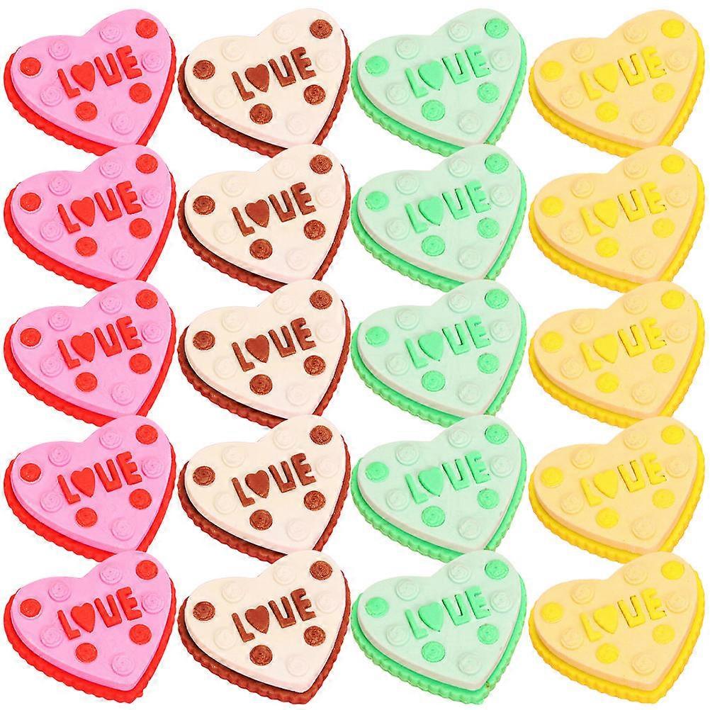Fun Erasers Kids Friendly Materials Small Heart Erasers Assorted Color Diy Craft Party Decoration 20Pcs