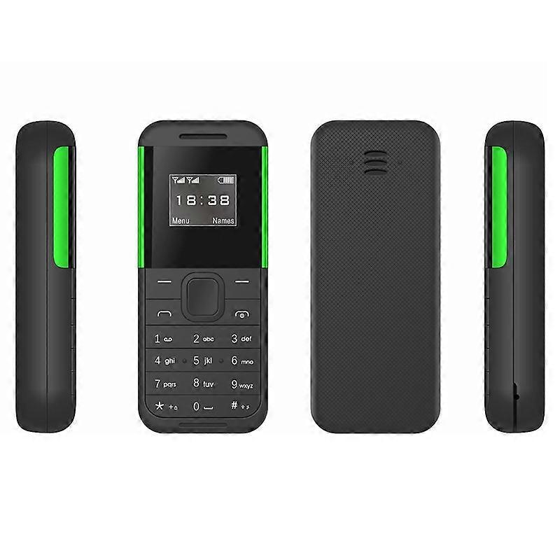 Téléphone portable double SIM O6g BM222 0,66 pouce, mini-bar W5y - Noir/vert