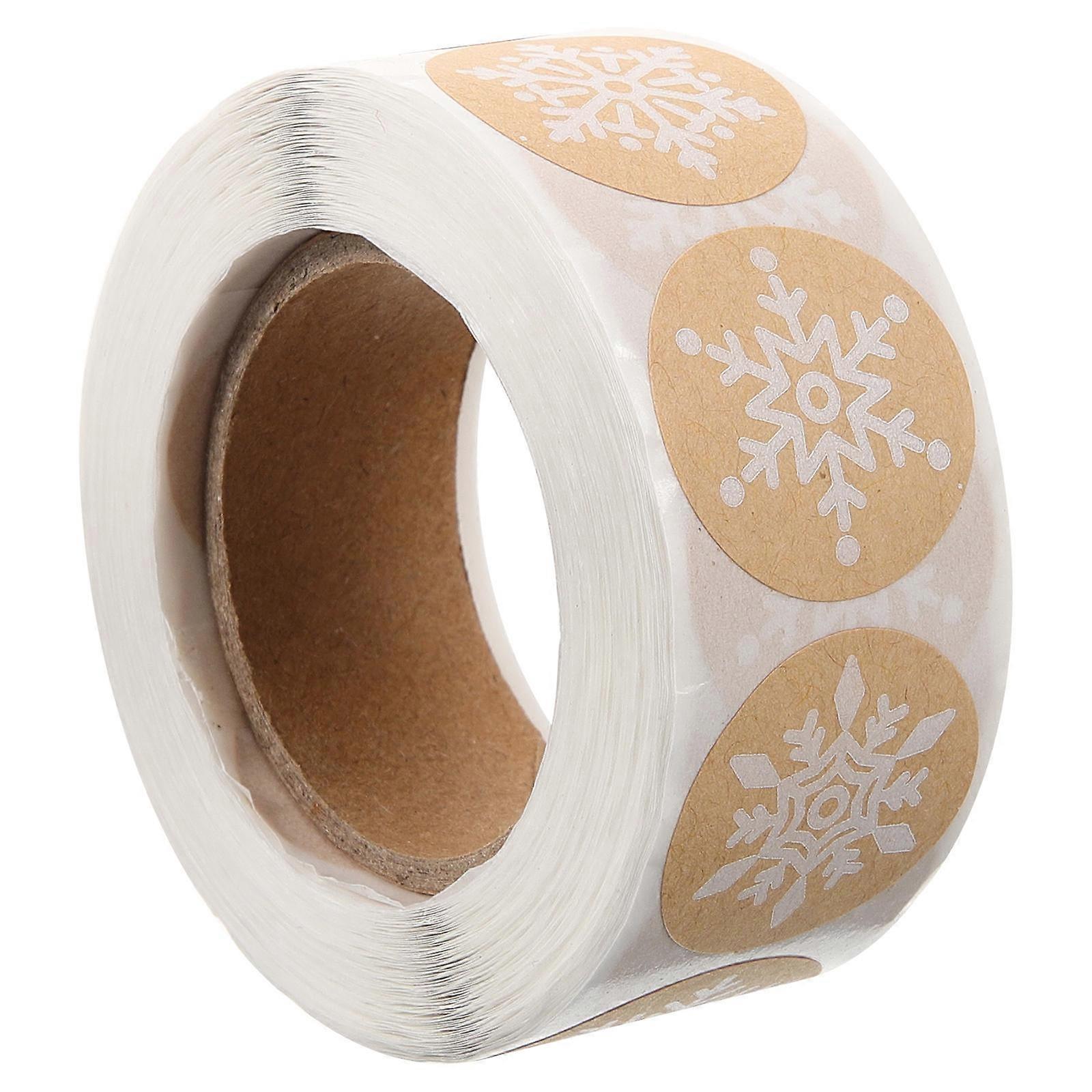 Kraft Paper Stickers Snowflake Sealing Sticker Firmly Stick Christmas Candy Bags Notebooks Furniture 2.5x2.5x0.1cm 500Pcs
