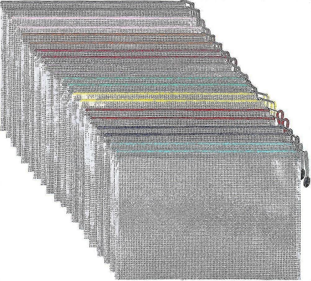 30 Pack A4 Mesh Zipper Document Pouch for Office School File Organizer Storage Bags Set