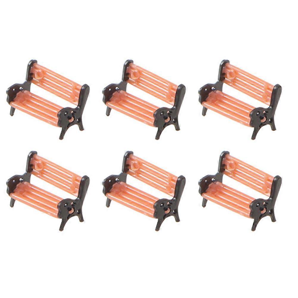 Plastic Mini Bench Model Dollhouse Small Bench Accessory 1.3X0.9X0.5CM 6Pcs