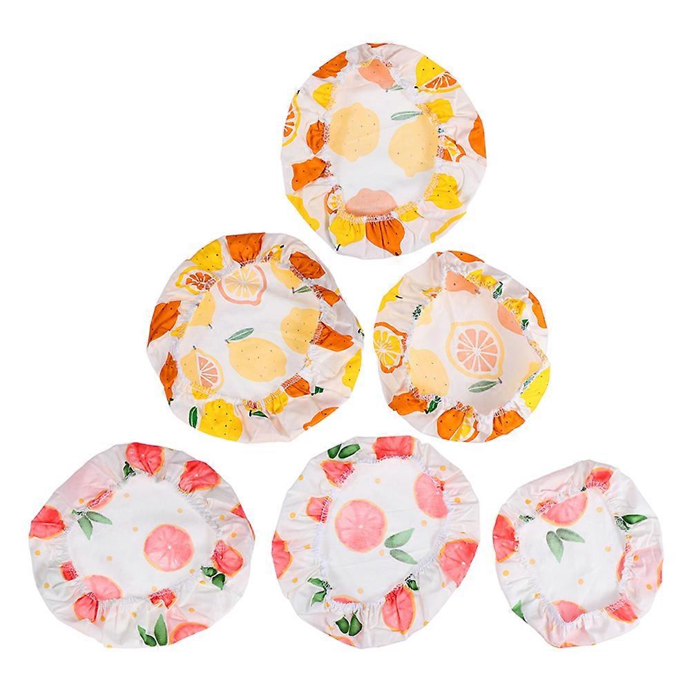 6pcs Elastic Cotton Bowl Covers for Food Preservation – Reusable, Washable, Airtight, Fruit Pattern, Fits Kitchen Containers & Picnic Storage