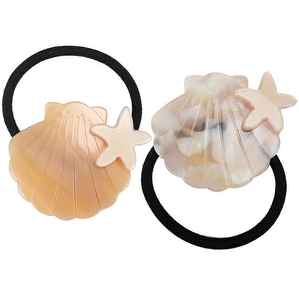 Elastic Hair Ties with Chic Shell Design Medium Ponytail Holders for Women Daily Use Parties