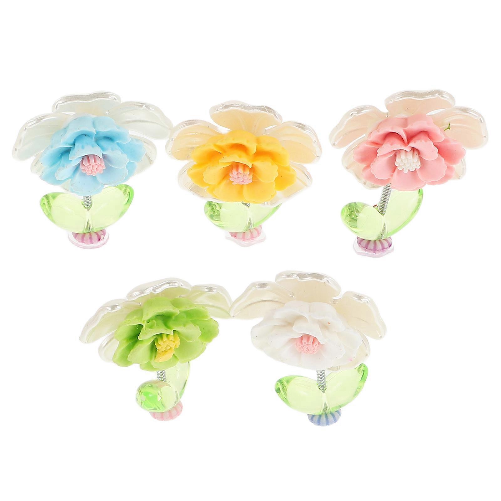 5pcs Cute Flower Dashboard Ornaments Shaking Decorations for Car Interior Aesthetic and Versatile Accessories for Fun and Engaging Driving