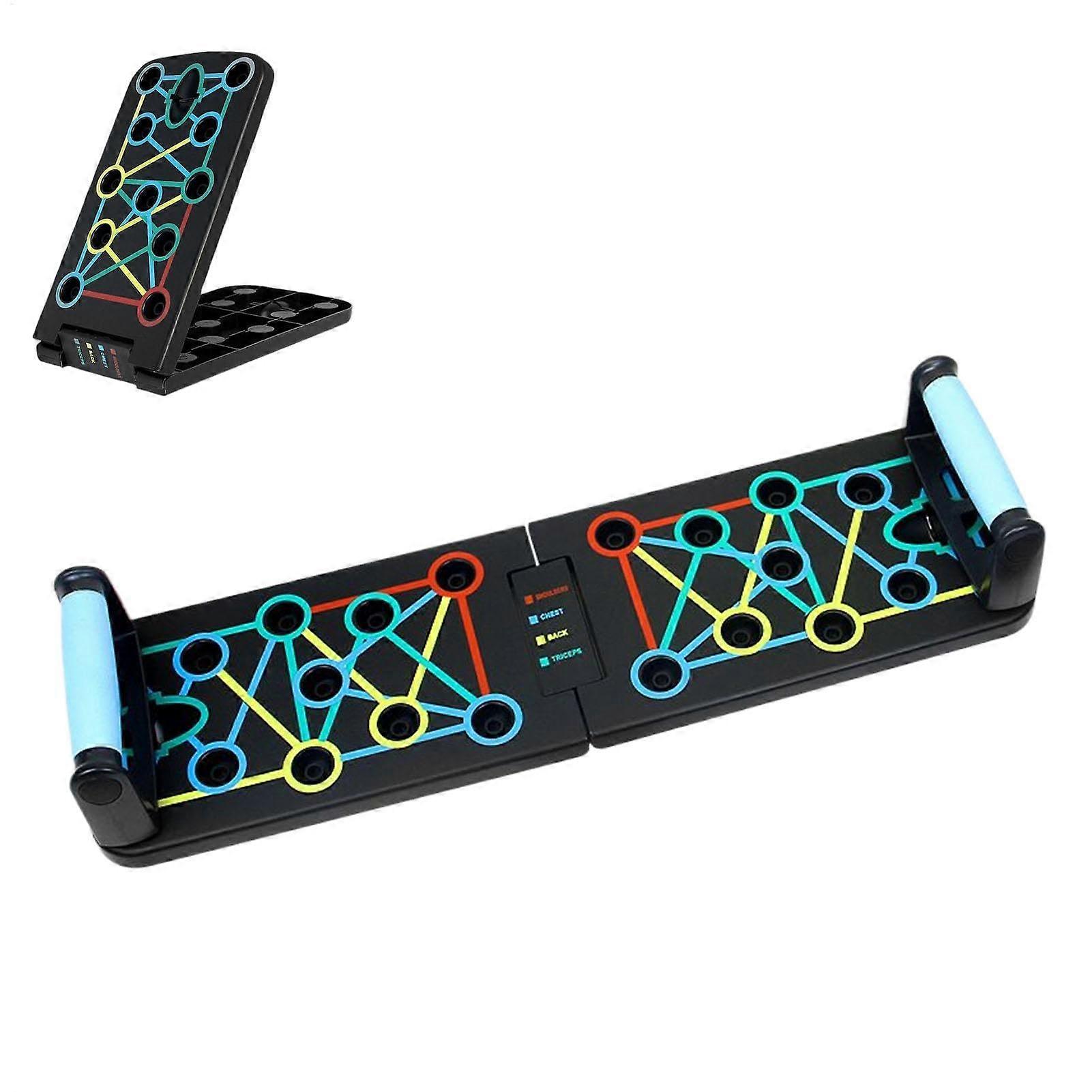 Push-Up Board Multi-Position System, Foldable Strength Training Equipment, Color-Coded Handles, Non-Slip Base for Home Gym