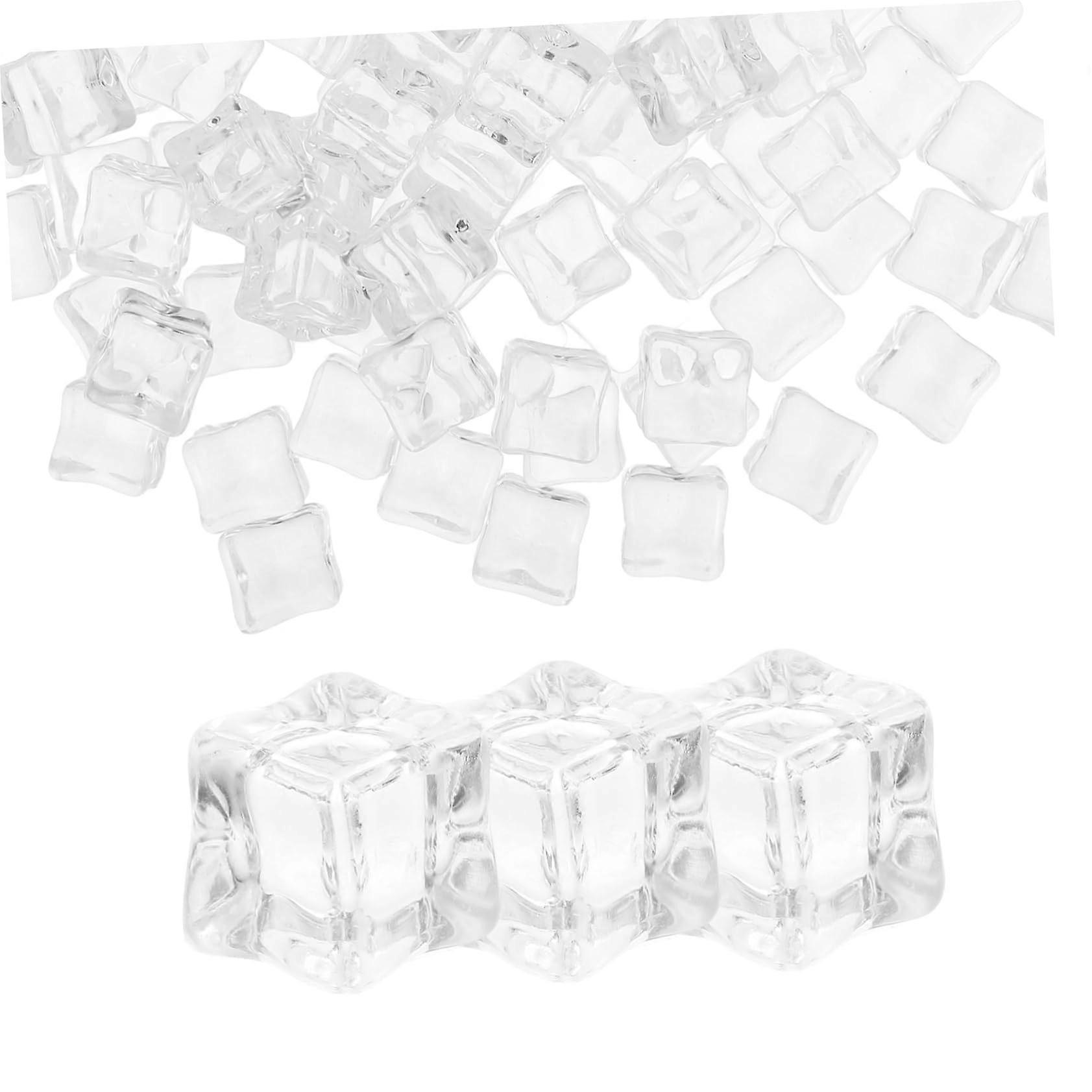 Large Artificial Acrylic Gems - 100 Pieces for Craft Projects, Vase Filler, 1.50x1.50x1.50 cm, Clear Decorative Stones