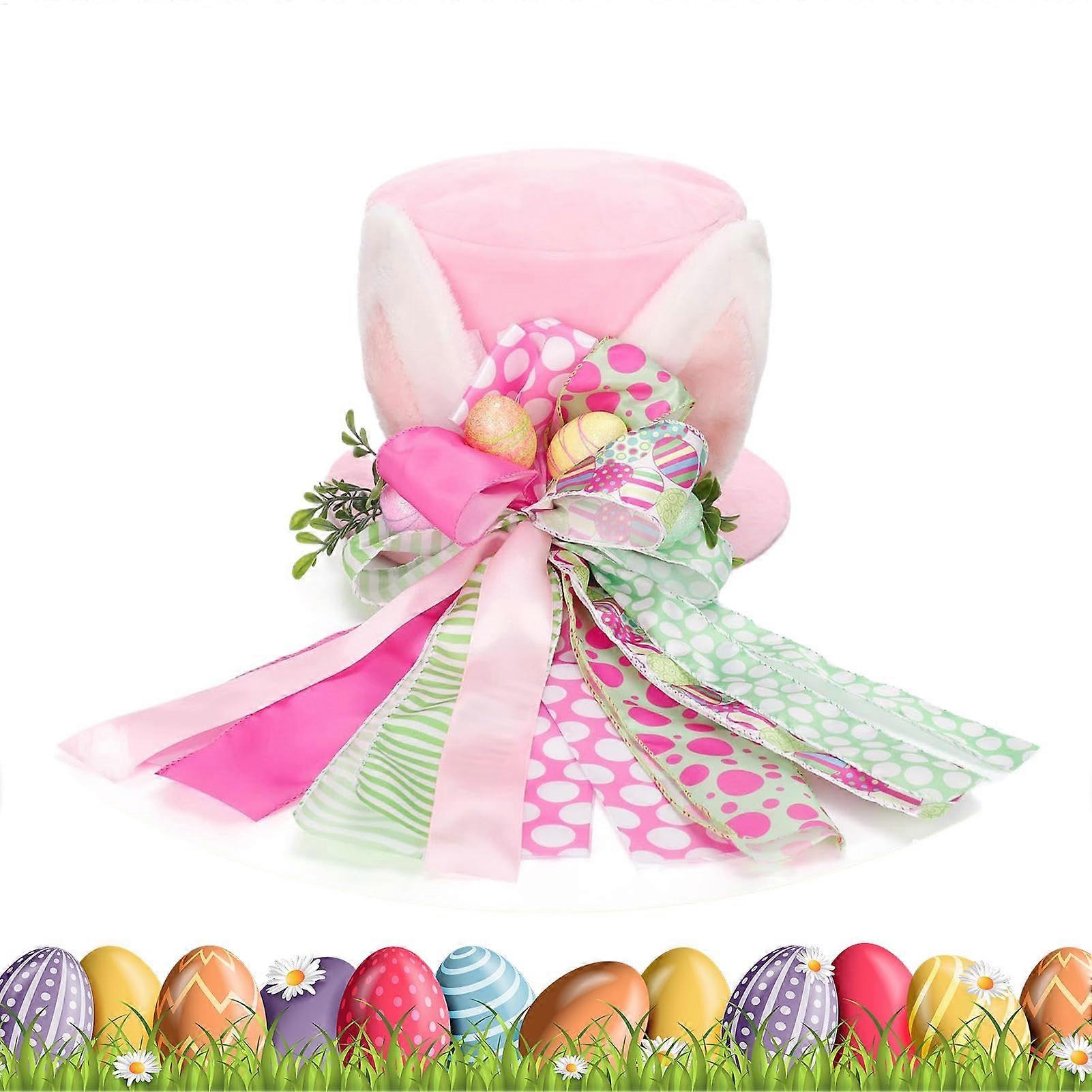Baumspitze Cute Bunny Ears Bow Tree Topper Hat – Spring Decor, Artificial Ornaments, Welcome Sign, Party Decorations