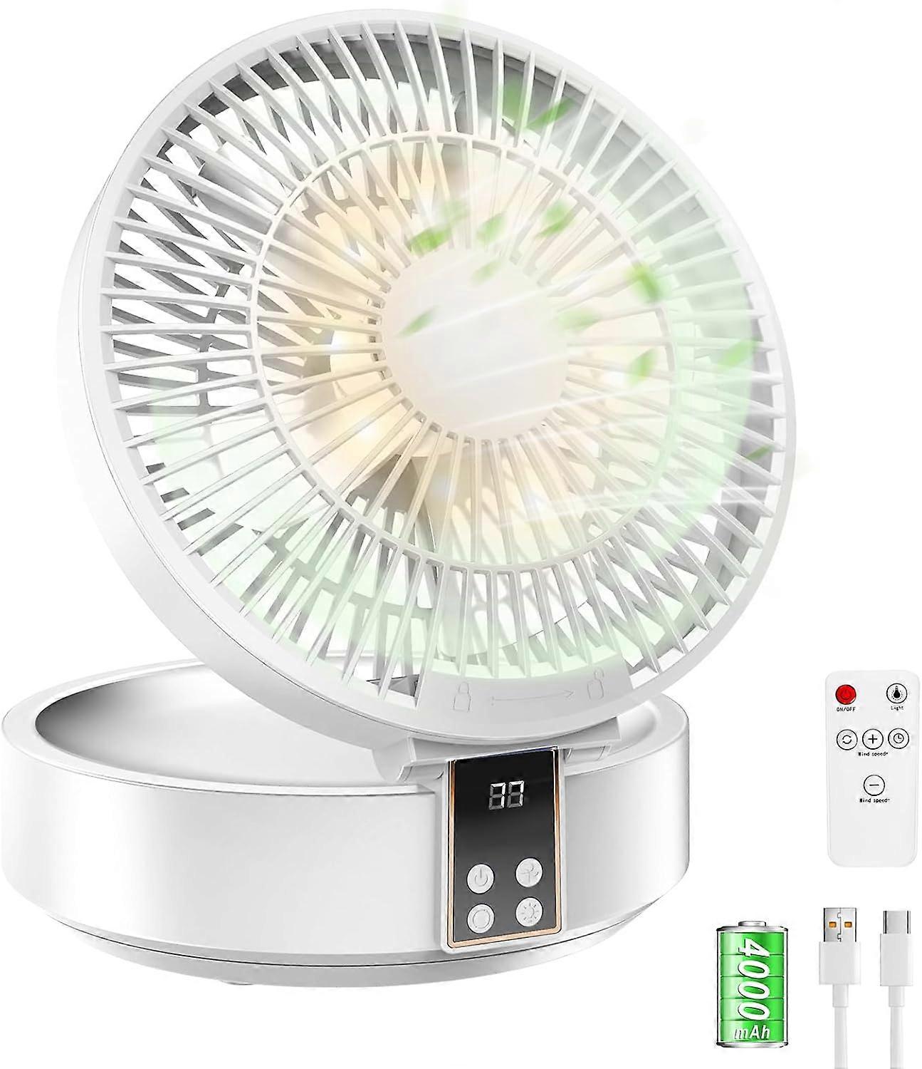 Ventilateur Silencieux Ultra Puissant, Ventilateur de Table Portable, Ventilateur de Bureau USB Rechargeable, 4000mAh Batterie 120Rotative Table Fan a