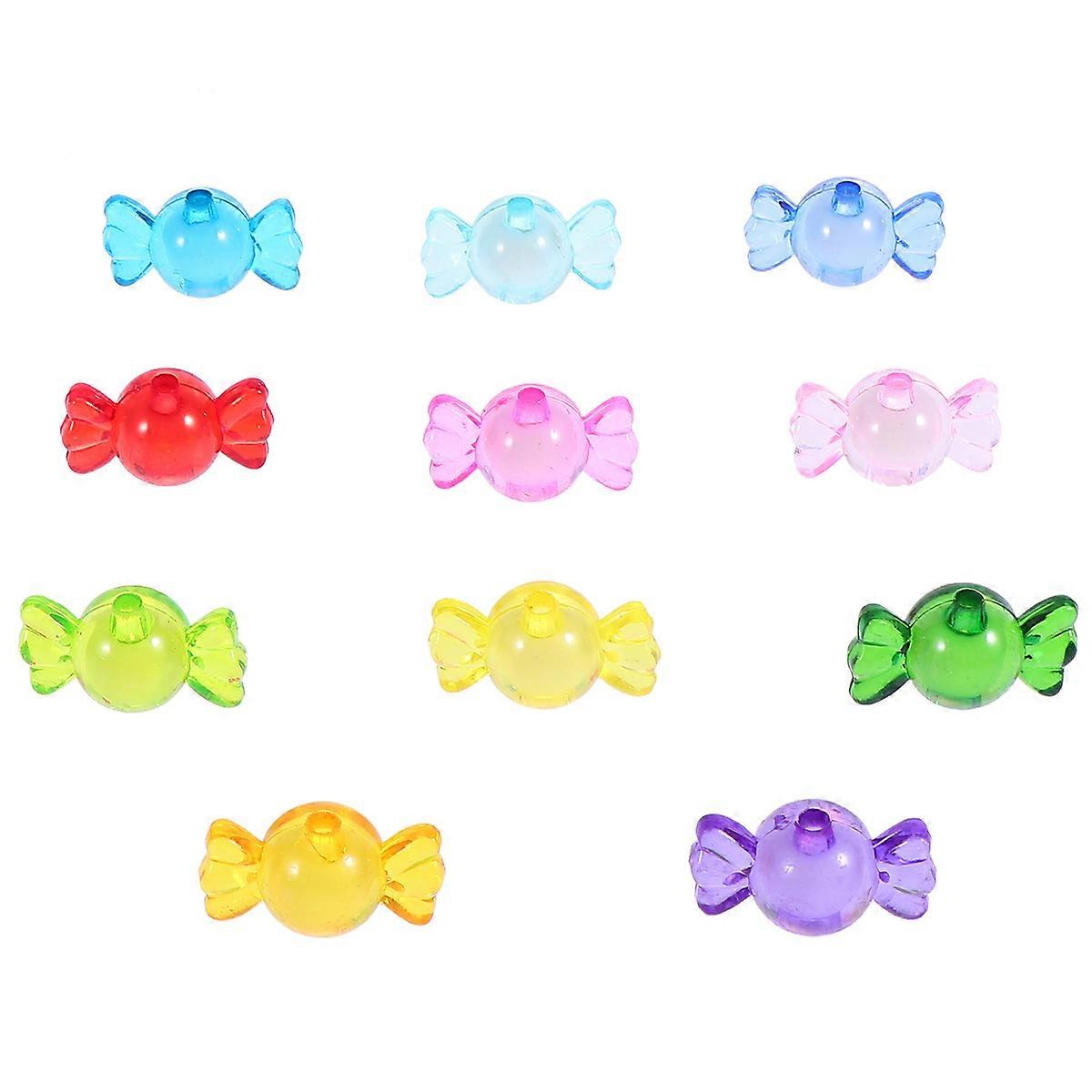 Crystal Bead Acrylic Beads Candy Shaped DIY Beads Handmade Craft Accessories Assorted Color 3x1.5CM Beads For 1 Set
