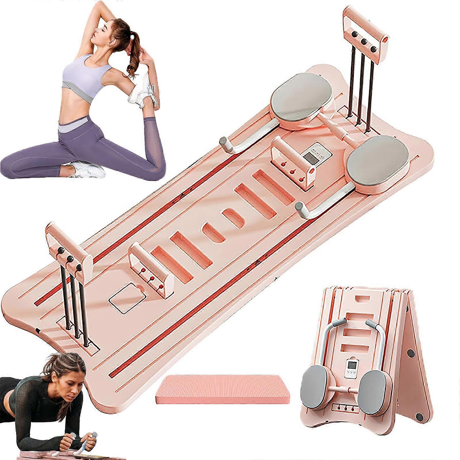 Foldable Pilates Board With Elbow Support And Resistance Bands, Pilates Reformer Board, Model B, Plank Trainer