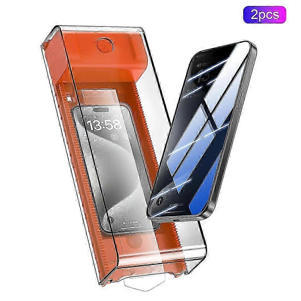 2Pcs Tempered Glass HD Clear Full Screen Protector with Auto Align Tool for Smartphones