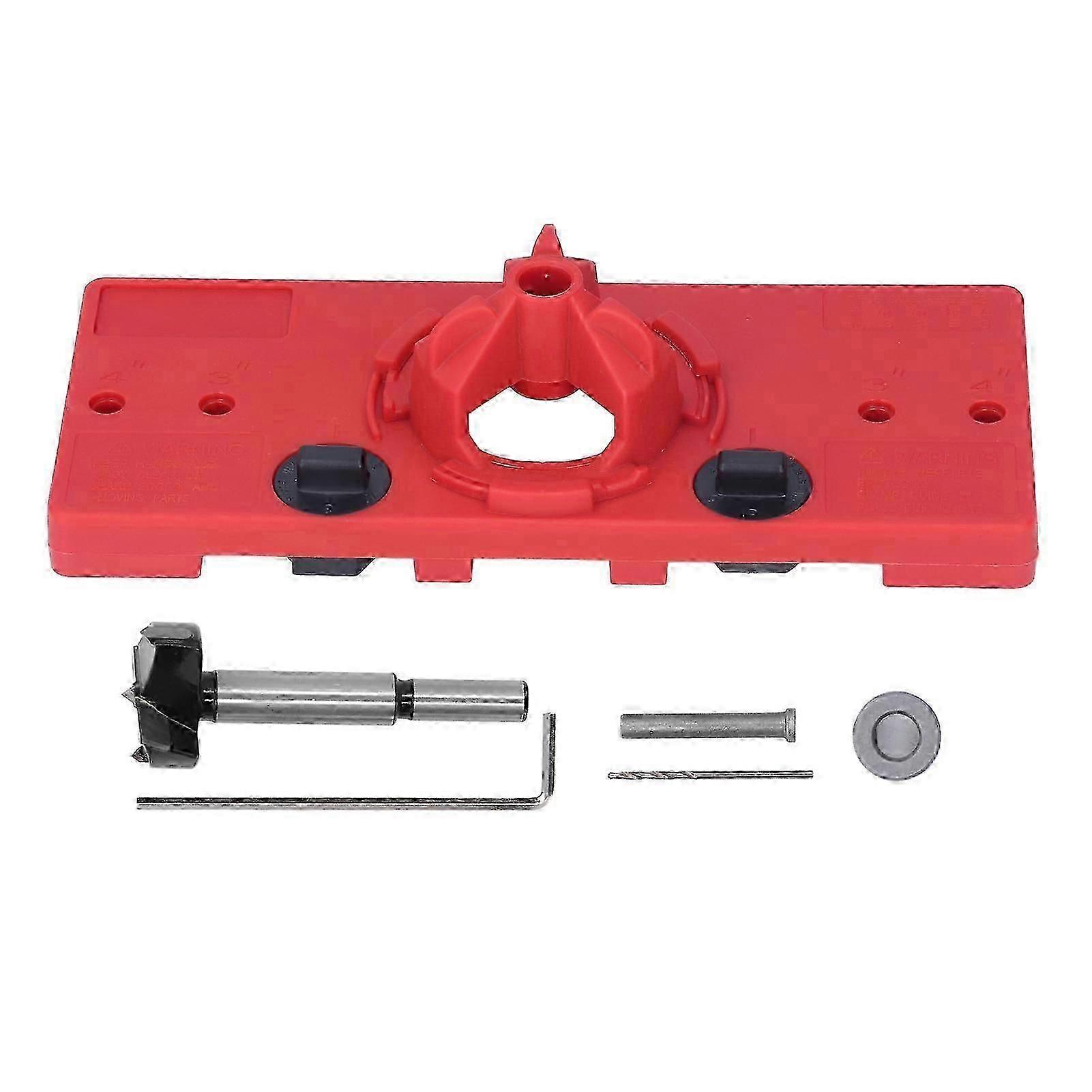 Hinge Hole Saw Jig ABS Concealed Hinge Drilling Guide Locator Positioner Tool for Bench DrillRed