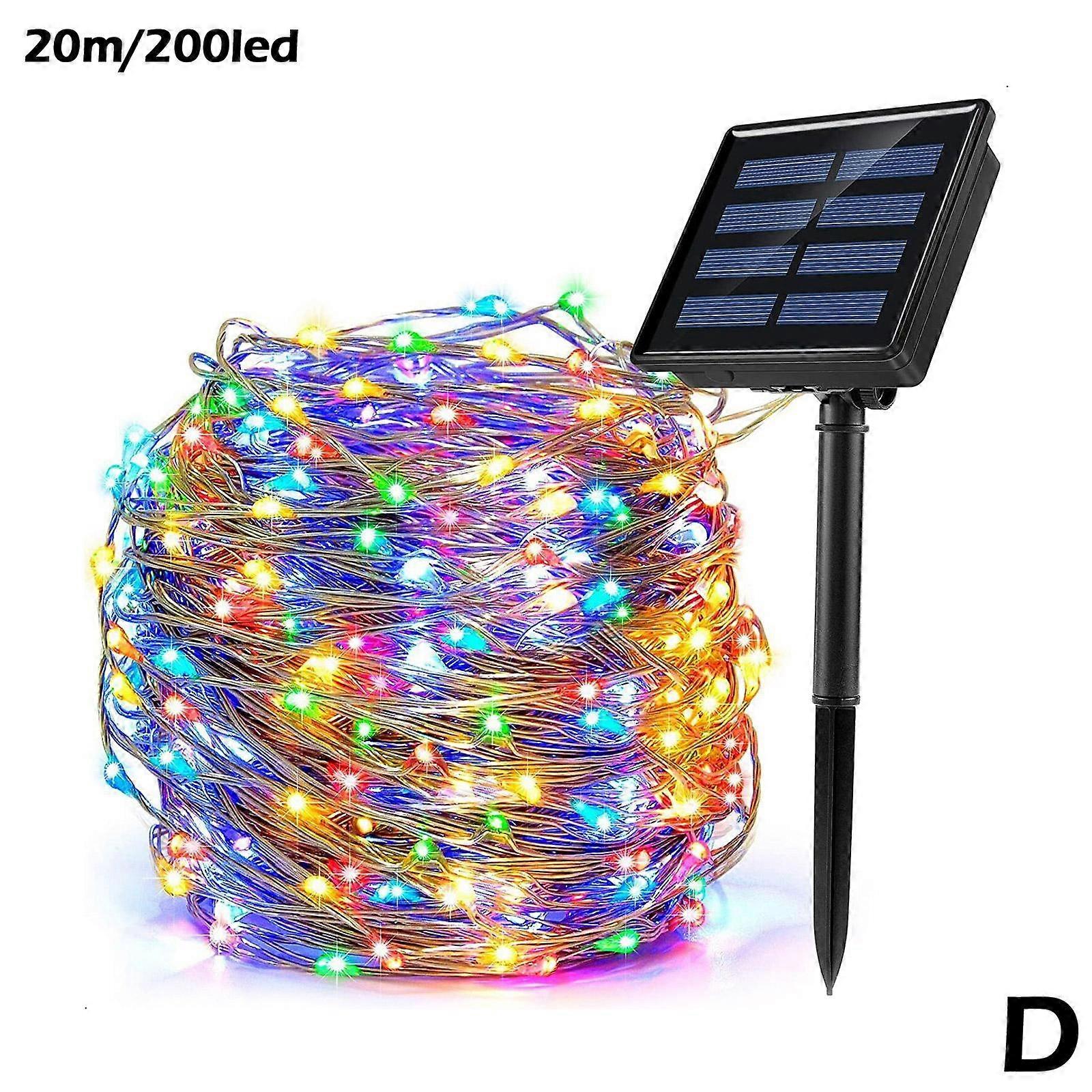 Solar Led Light String With 8 Functions For Outdoor Waterproof Decoration