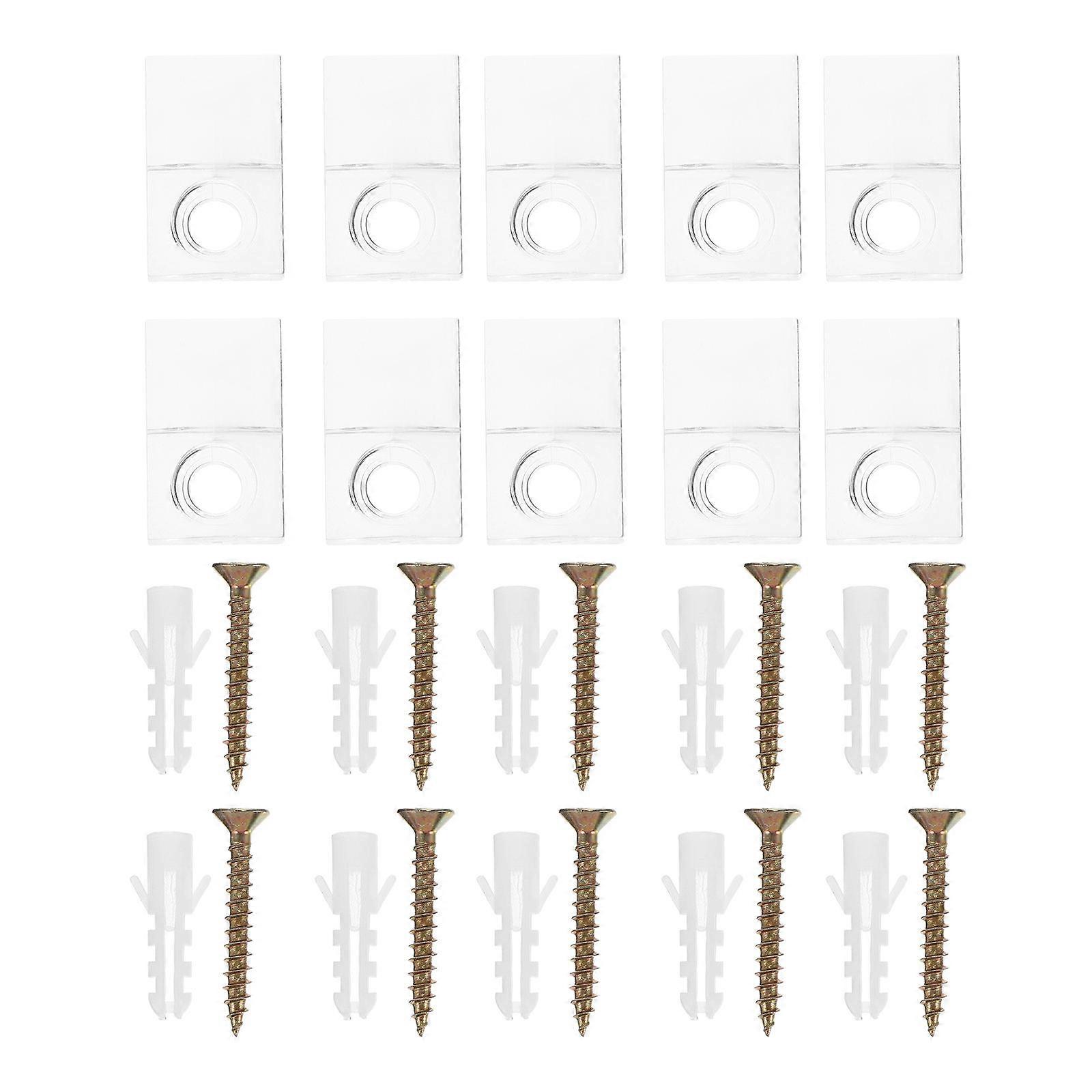 Glass Clamps for Home Use Durable Plastic Assorted Color 20 Pieces Furniture Glass Brackets with Screws