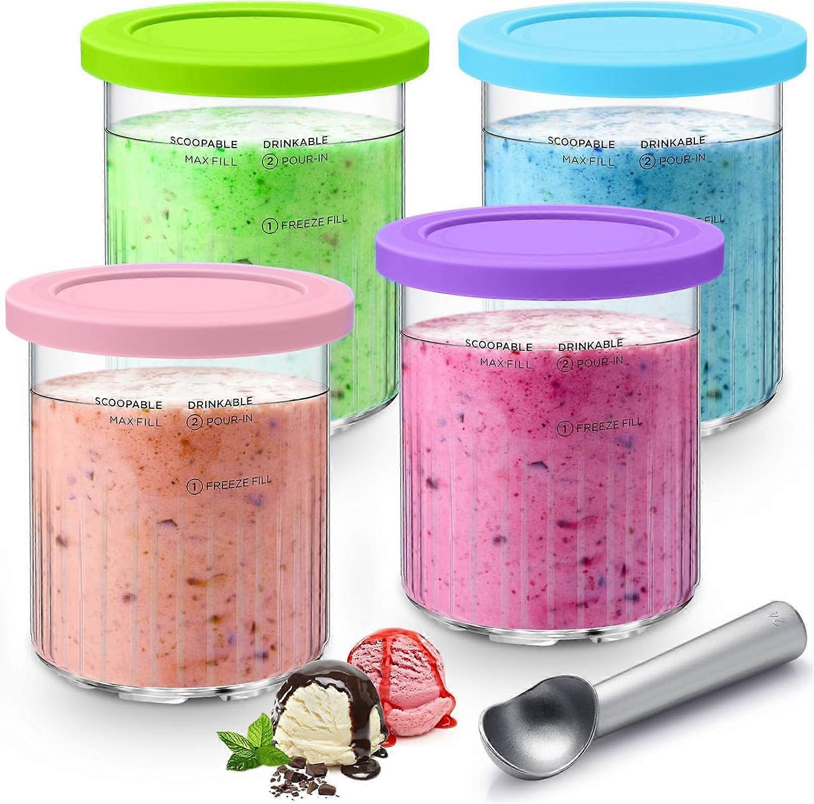 Containers for Ninja Creami NC501 NC500EU Series, 680ML, BPA-Free, Dishwasher Safe, 4-Pack Ice Cream Maker Accessories