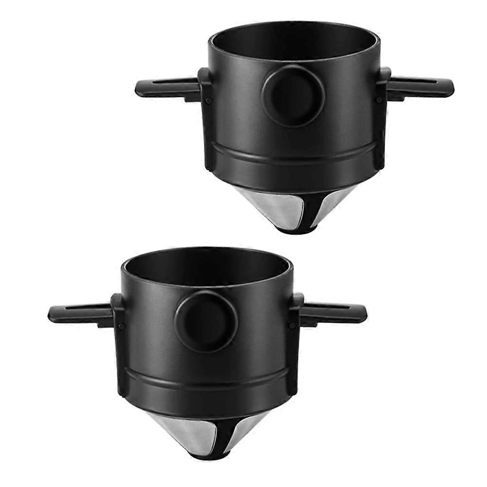 Stainless Steel Coffee Filters, 2 Pack Reusable Cone Filters with Foldable Resin Holders for Home, Travel, Camping