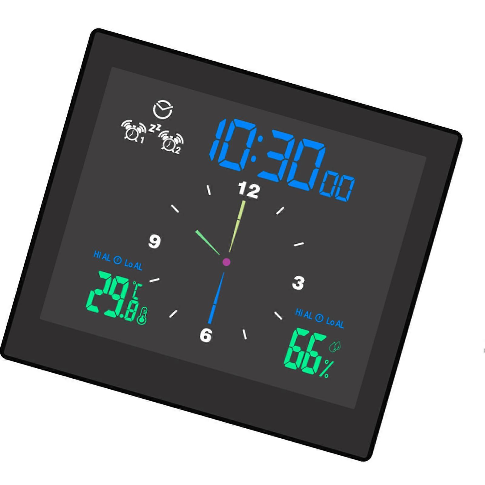 Bathroom Digital Clock Waterproof Temperature & Humidity Meter Thermometer Hygrometer LCD Display Upper/Lower Limit Dual Alarms with Snooze Function 