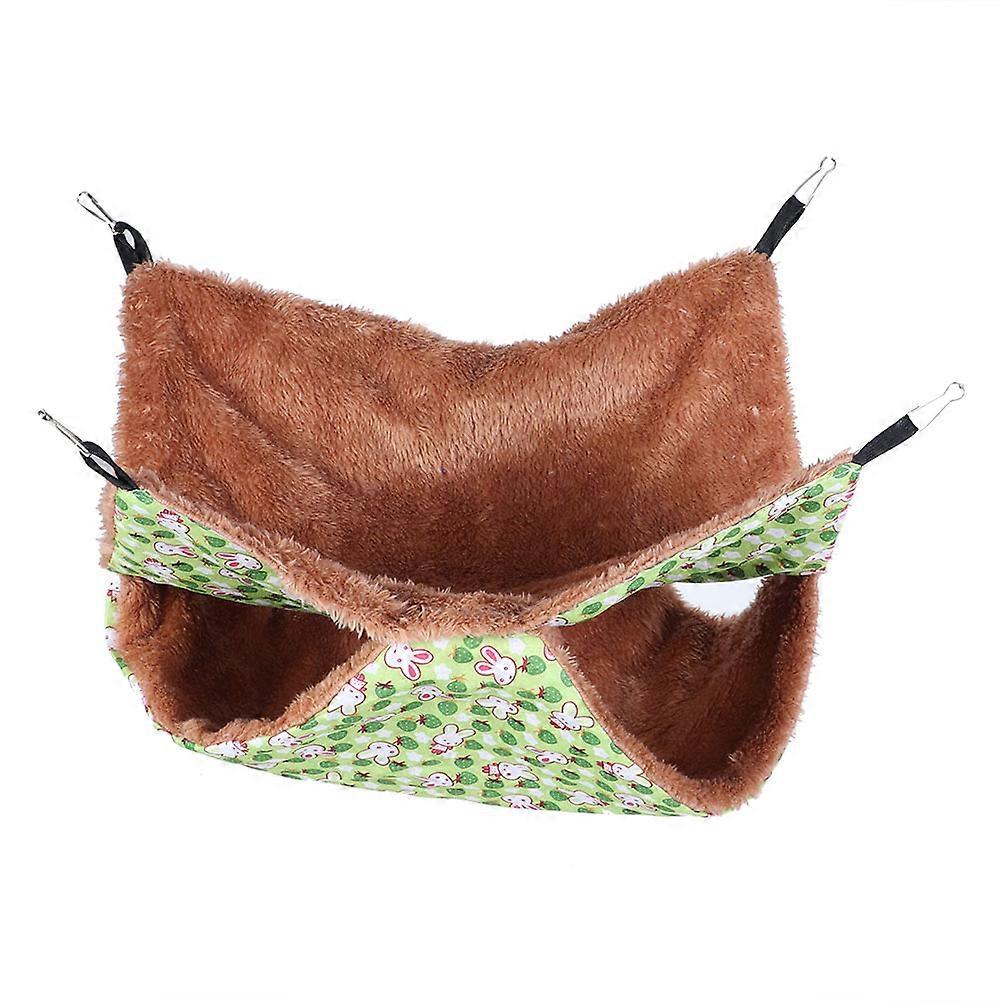 Hanging Double deck Hammock Sleeping Bed Keep Warm for Squirrel Hamster Small Pet(green)