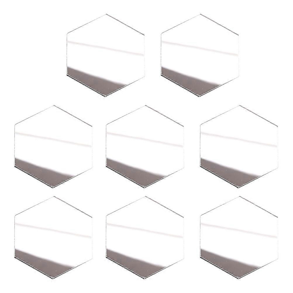 Hexagon Mirror Mini House Decor Silver Acrylic DIY Work 8Pcs