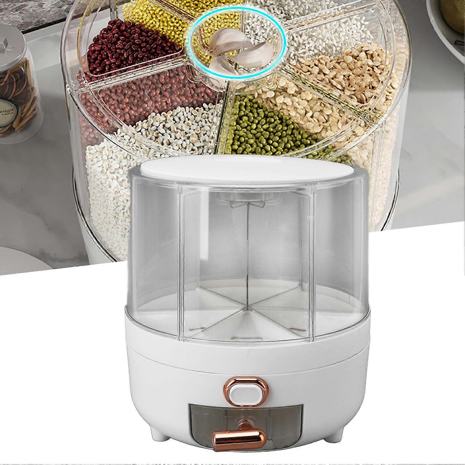 Rice Grain Storage Container 360 Rotating Grain Storage Food Dispenser Measuring Cylinder Small Size 
