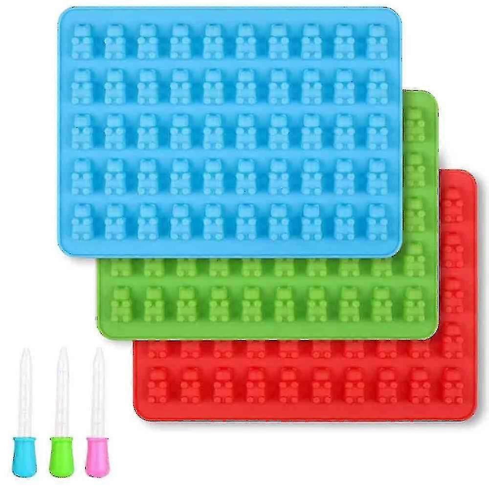 3 Pieces Silicone Gummy Bear Mold Set with Pipettes for Gummy Bears and Jelly