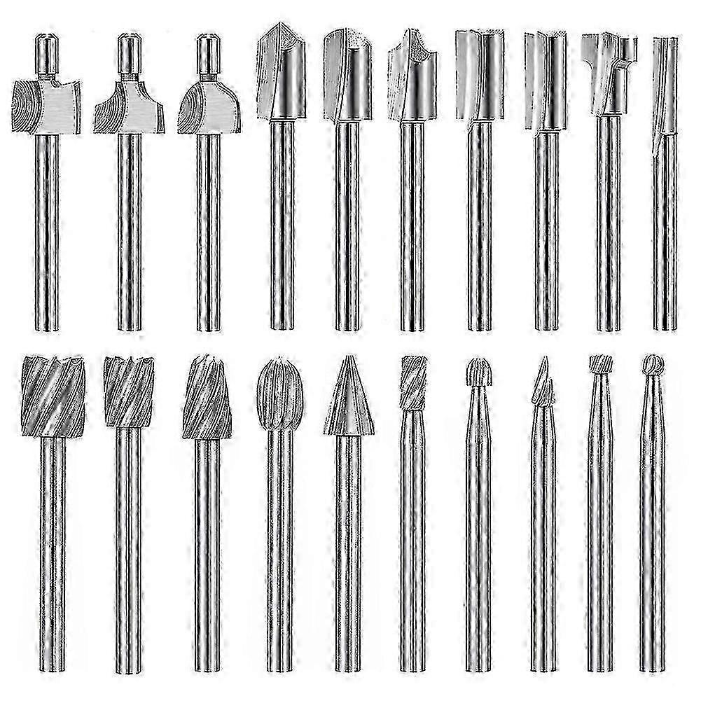 20pc HSS Router Carbide Engraving Bits Set 1/8 Inch(3mm) Shank for Rotary Tools