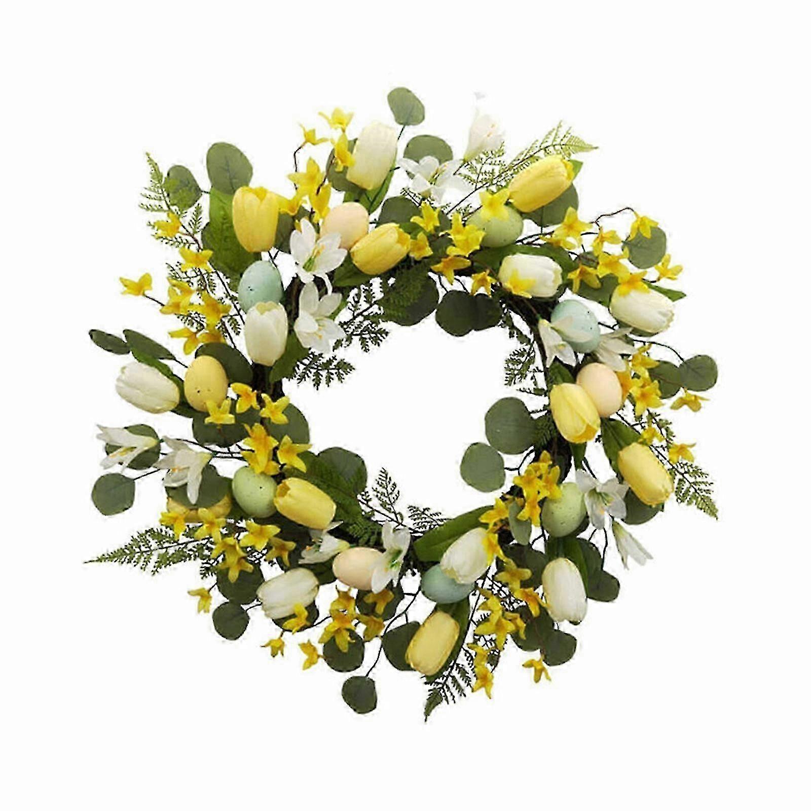 Coroană colorată de fructe de pădure cu 18 ouă de Paște pentru decorarea de Paște