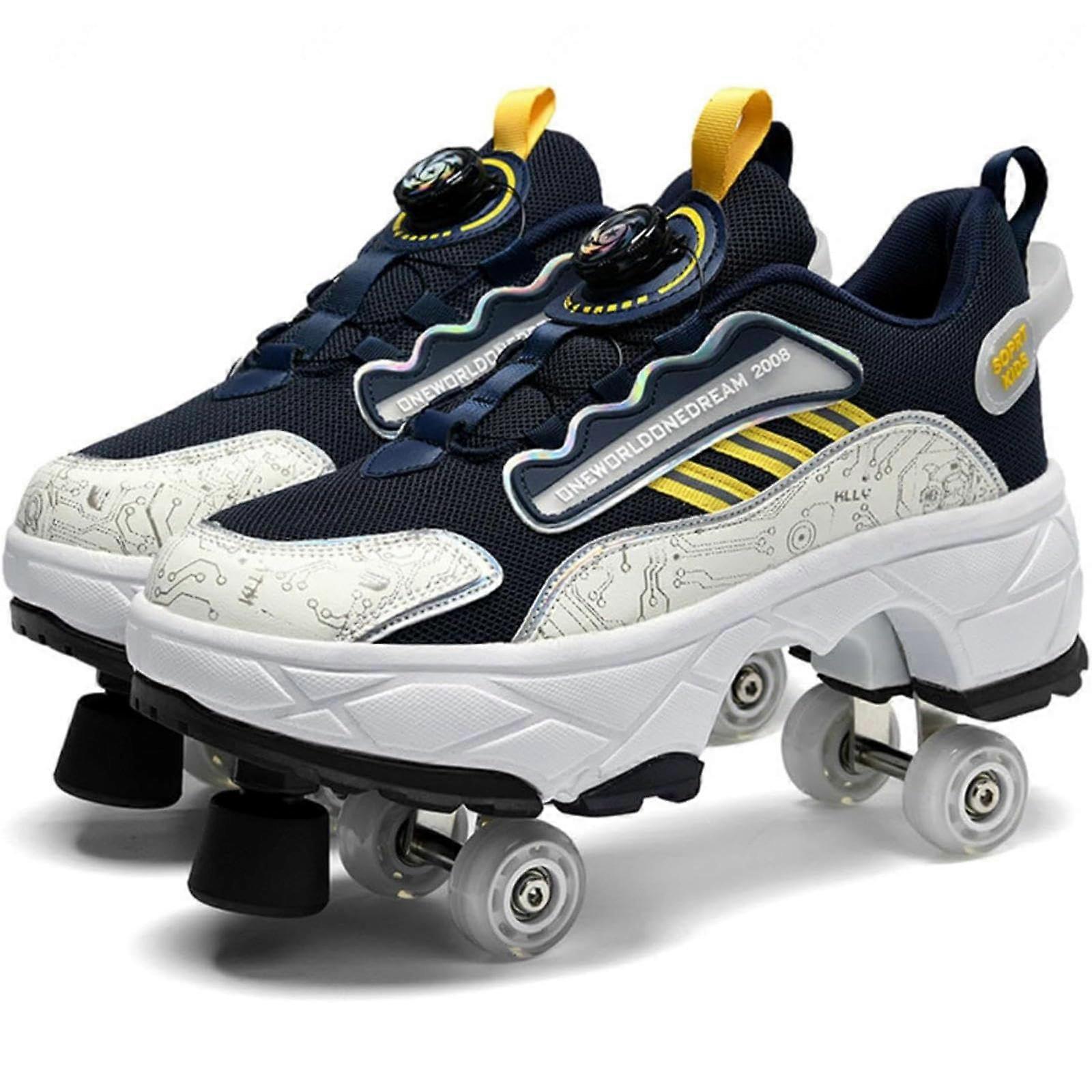 Adjustable 37 EU Four Round Running Shoes Universal Walking Shoes