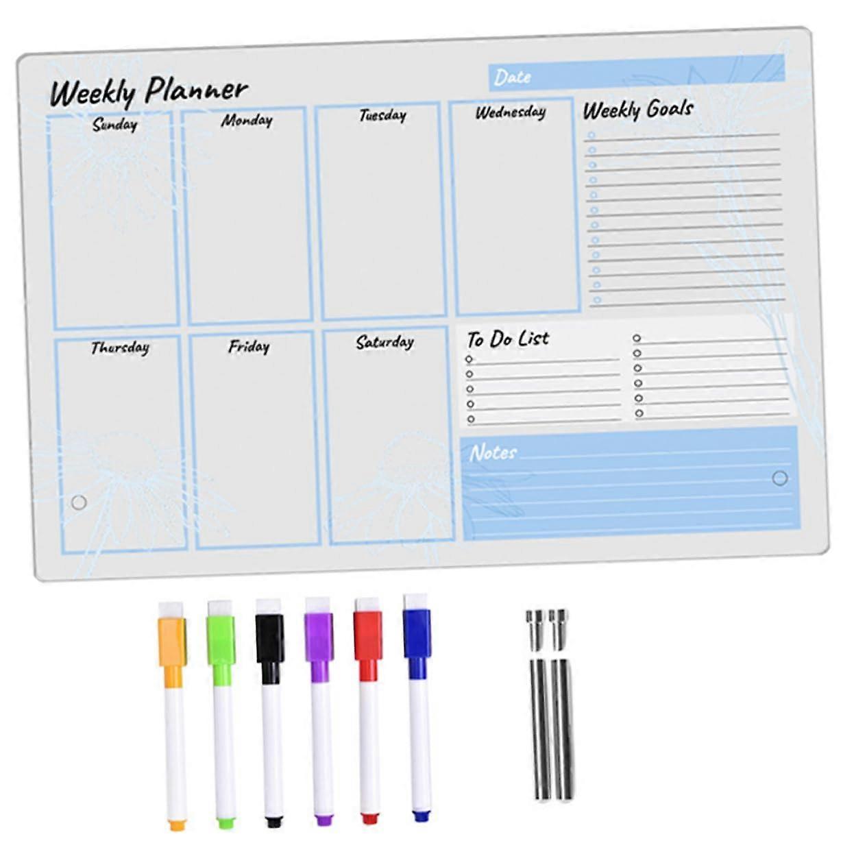 1 Piece Acrylic Note Board with Push Pins  Markers for Office School