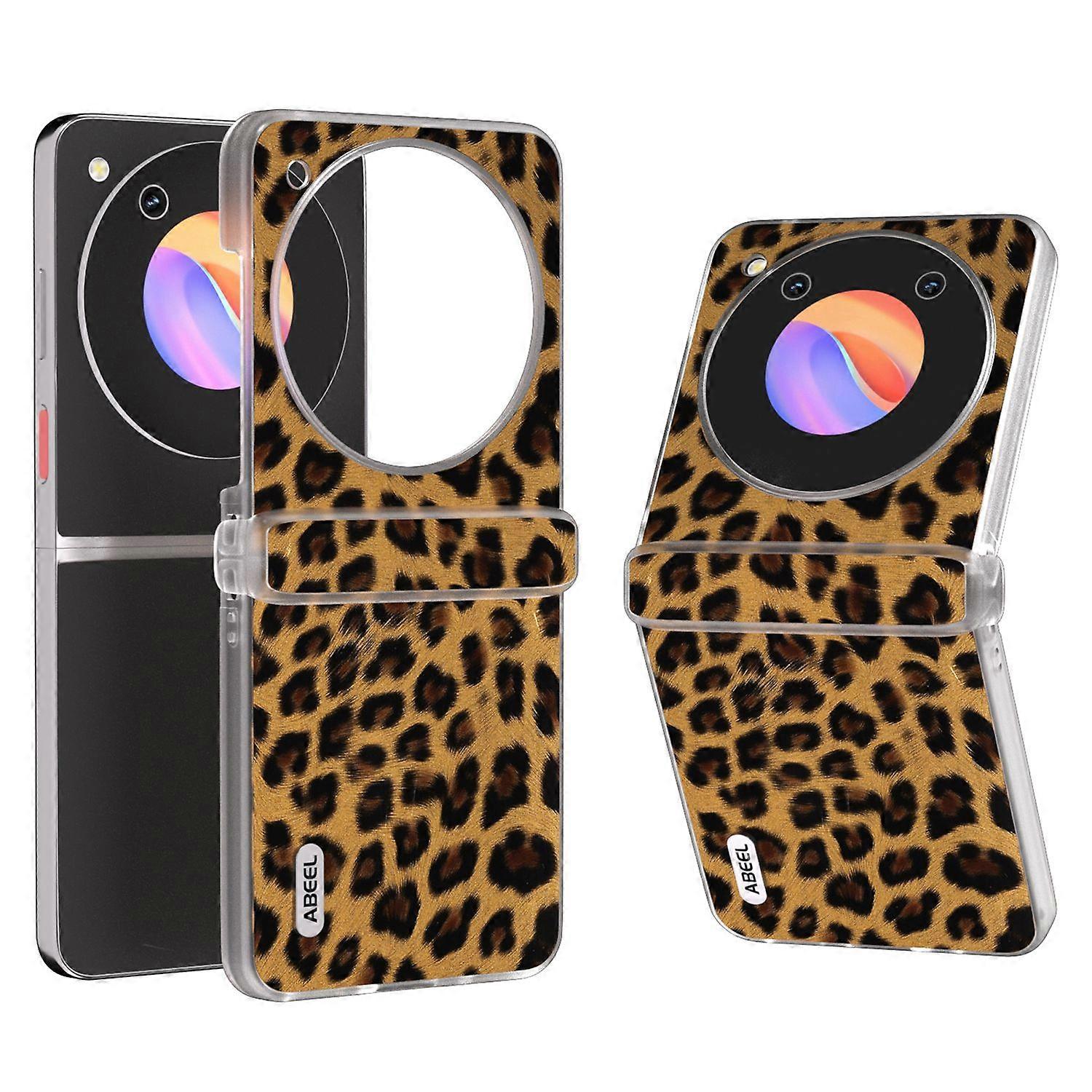 ABEEL For ZTE Libero Flip nubia Flip 5G Case Clear Matte Edge Leather Leopard Print Texture Phone Co