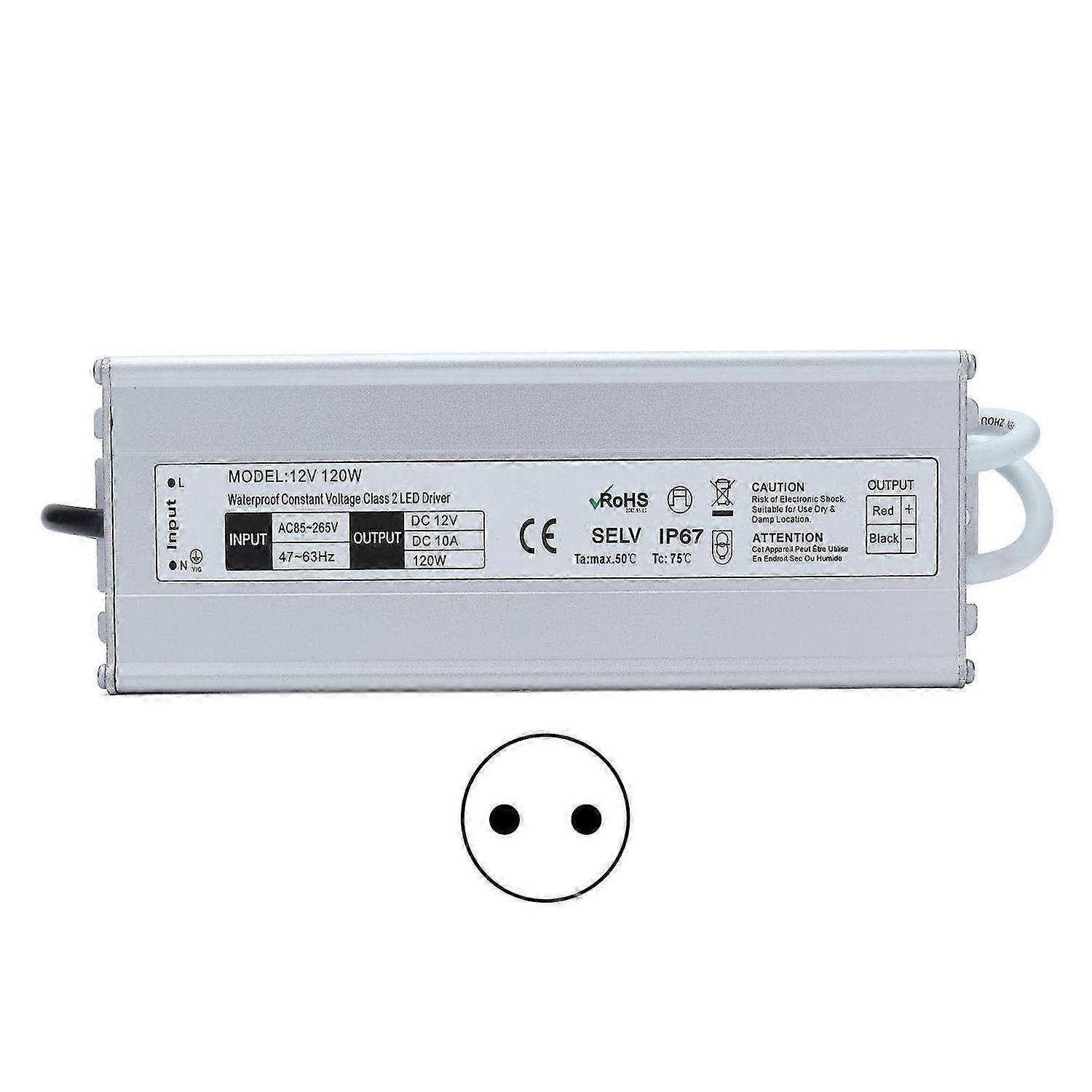 LED Driver Waterproof IP67 Constant Voltage Power Supply Transformer Adapter 120W AC85265VEU Plug 12V 0-10A Output