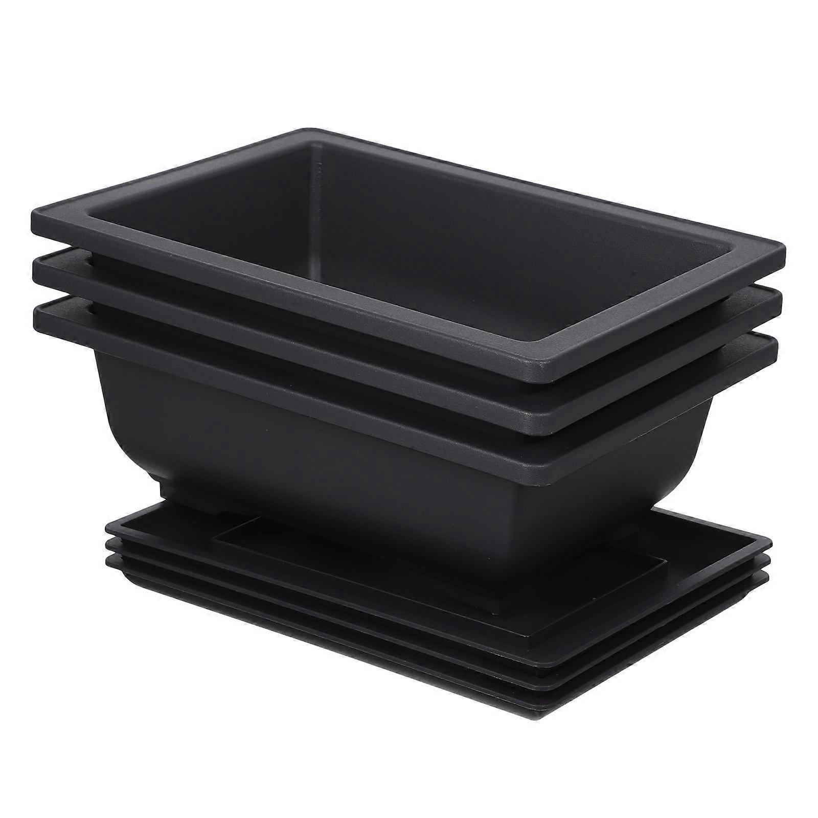 Rectangular Plastic Bonsai Training Pots for Plants 3Sets with Drainage Trays