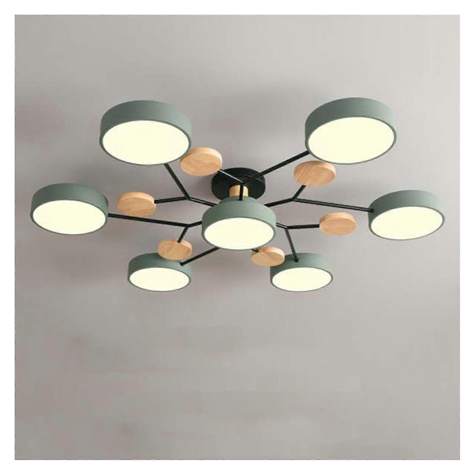 Ceiling Lamp Circular Molecules Acrylic LED Ceiling Light Nordic Modern Semi Flush Mount (Color: Green7 Heads Warm Light)