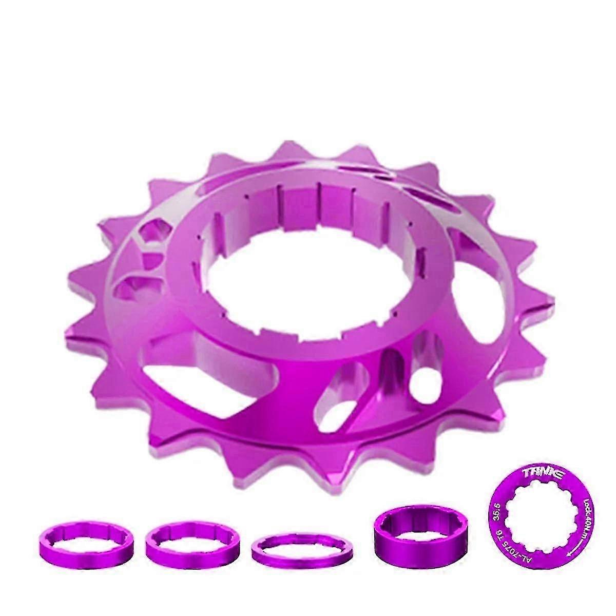 Single Speed Flywheel Conversion Kit 18T Cassette Cog Road Bike Sprocket for Freewheel Chain Purpl jn