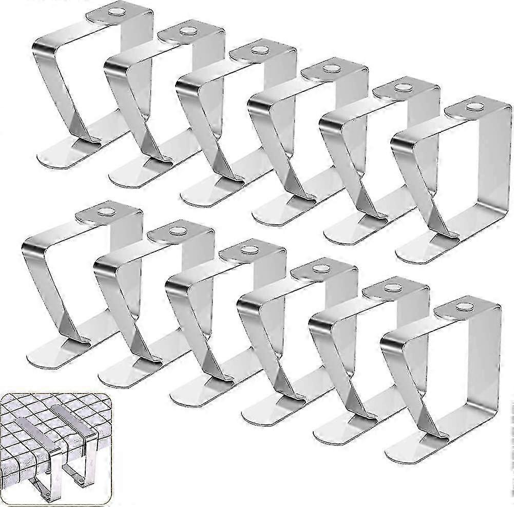 Stainless Steel Tablecloth Clips 12pcs, Adjustable Outdoor Clips