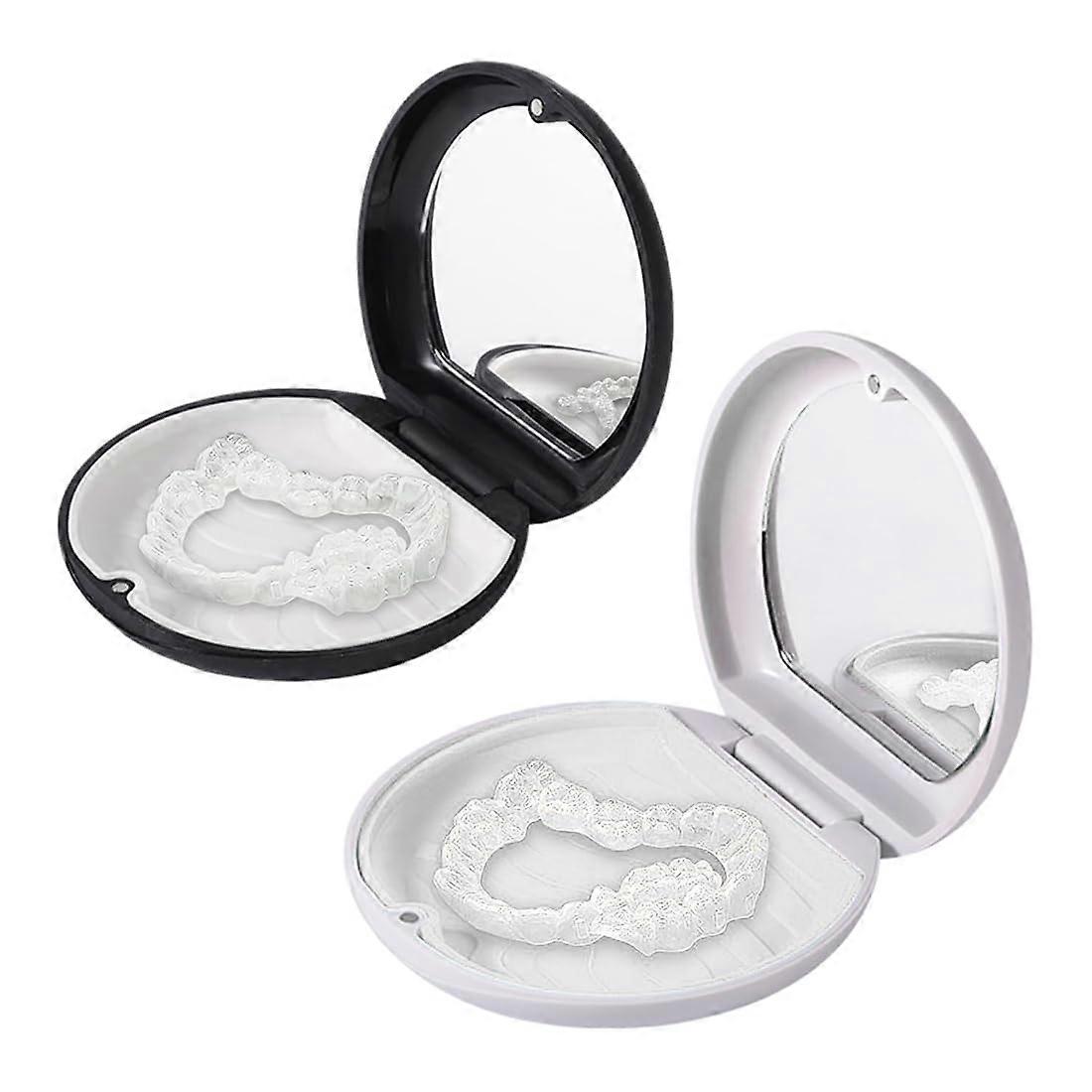 Pack of 2 Braces Box, Denture Container, Denture Container, Dental Splint Box, Prosthesis Box, Mirror Holder Box, with Mirror