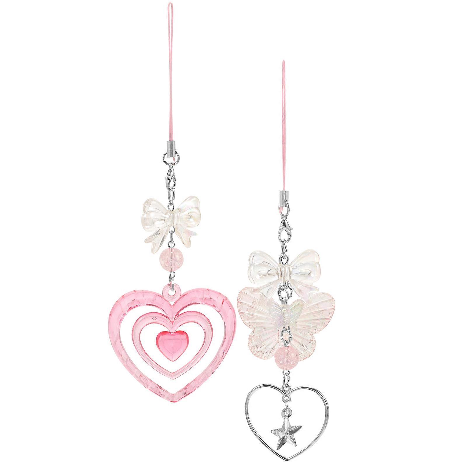 a polished and engaging product description for your **2pcs Kawaii Phone Charms Cute Heart & Bow Phone Chains**:
🎀 **2pcs Kawaii Phone Charms