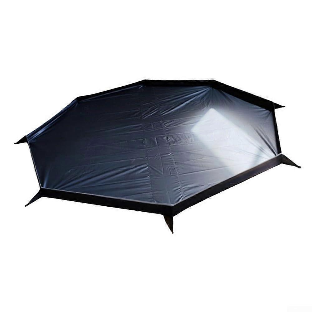 Camping tent mat with corners for easy adjustment and secure setup outdoors.