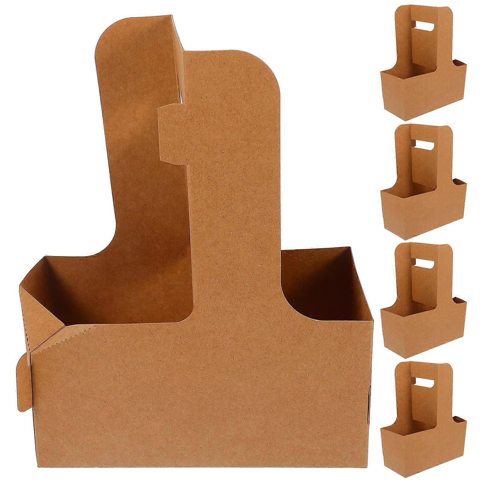 10pcs Kraft Paper Cup Holder with Handle, Thickened Drink Carrier for Takeout Coffee, Milk Tea and Beverages, Lightweight Design