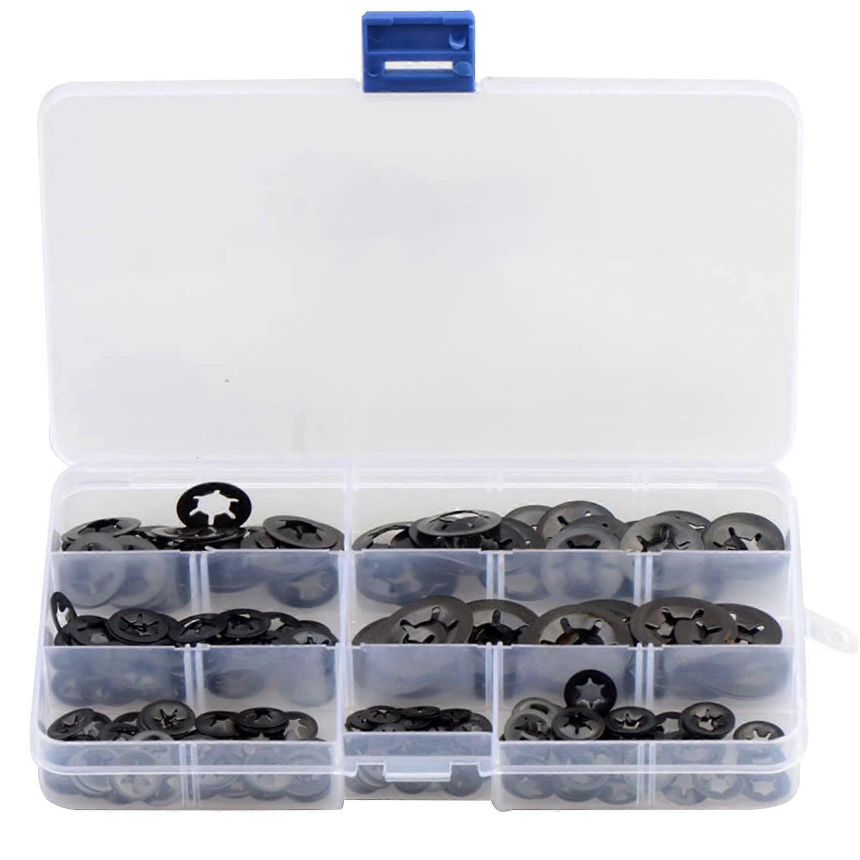 260-Piece Manganese Steel Torx Washer Set, Torx Hole Bearing Locking Ring, Metric Sizes and Various Applications