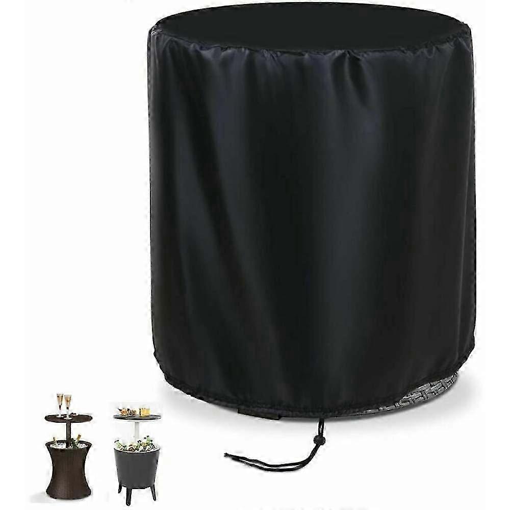 2025 Bar Table Cover, Waterproof and Windproof Ice Bucket Cover for Garden Patio Small Round Table, Black (52x58cm)