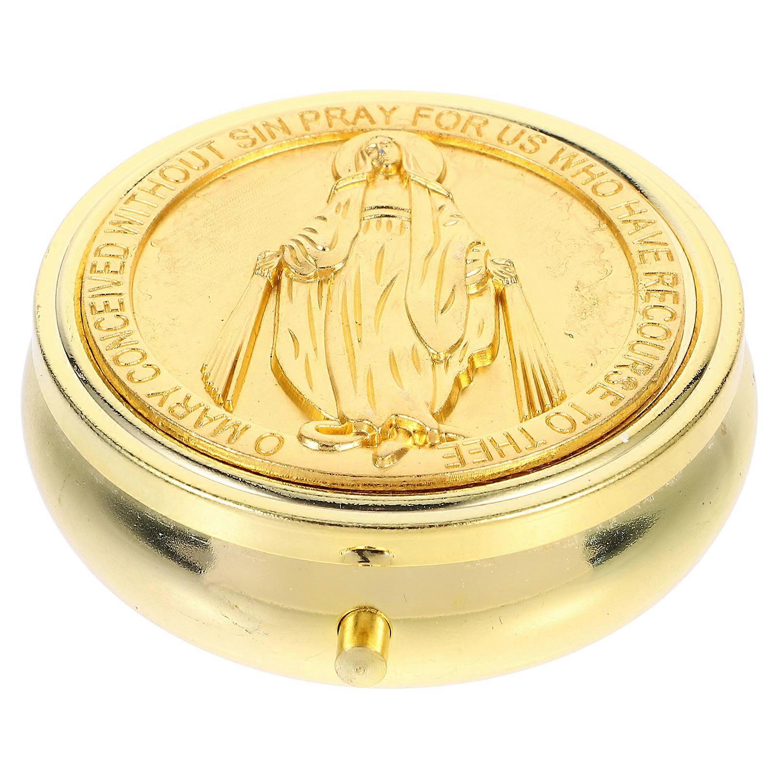 Rosaries Beads Box Vintage Rosaries Box Keepsake Jewelry Storage Container Holy Metal Keepsake Box Rosary Case Alloy Holy Container Trinket Box