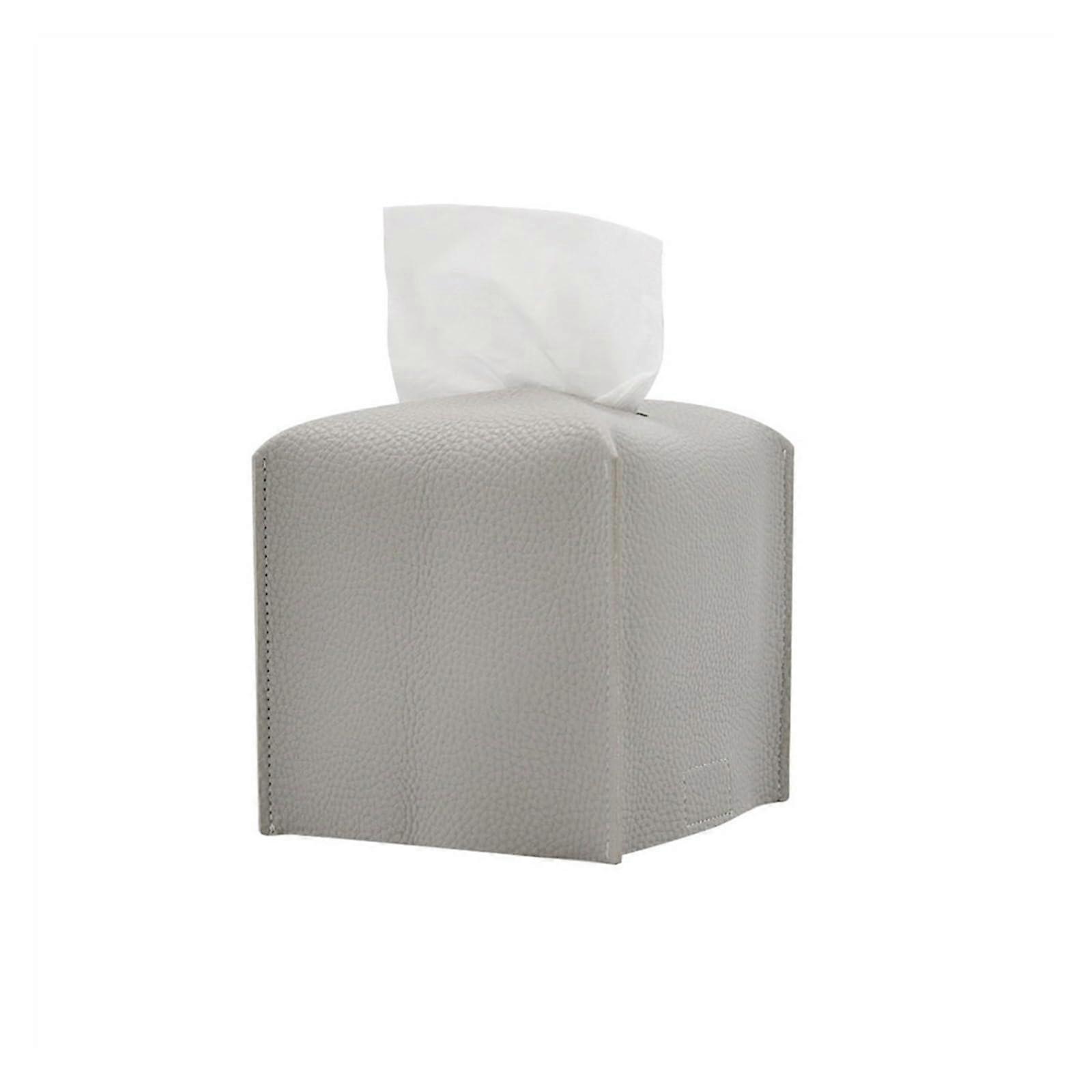 Cosmetic tissue box, square, with belt at bottom, decorative organizer (Color: G Gray)
