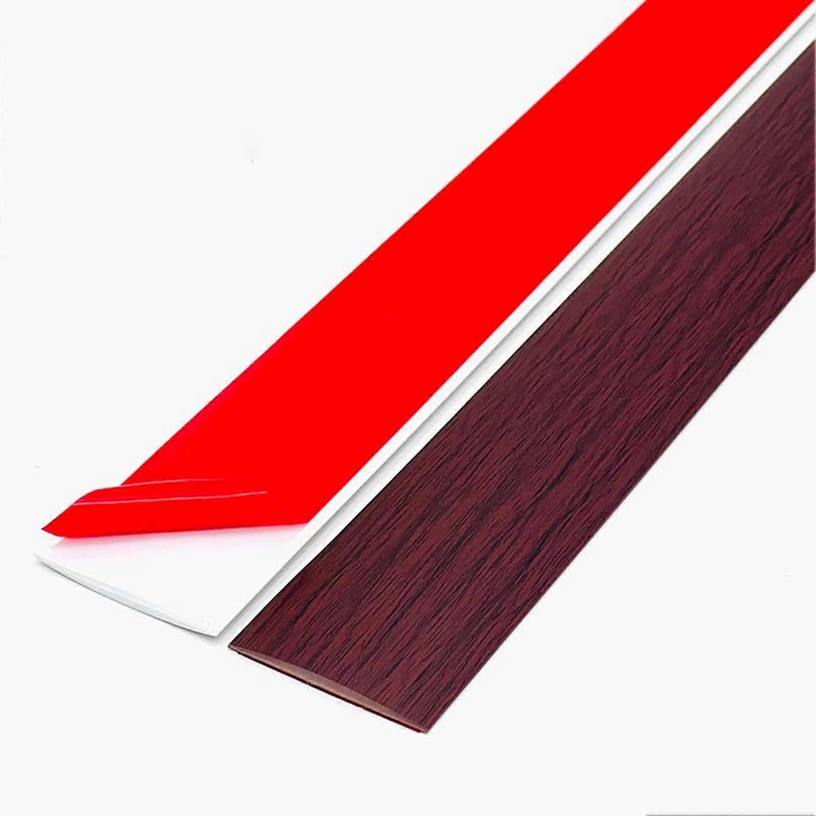 Übergangsprofil Wood Grain Transition Strip, Self-Adhesive Floor Edge Trim, Adjustable Plastic Profile, Red Brown, 4.0m (13.1ft)